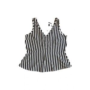 NWT Vero Moda Black White Striped Peplum Top M